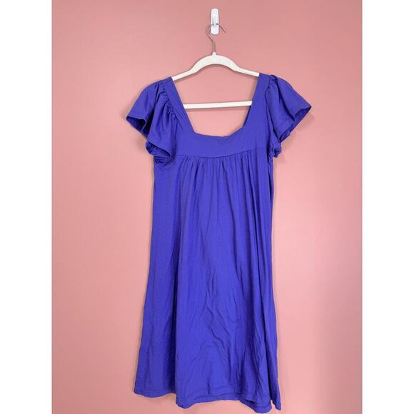 Michael Stars 100% Cotton Flutter Sleeve Tunic One Size Purple - Picture 4 of 4